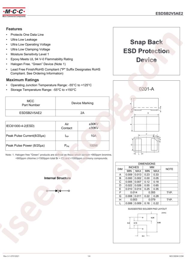 MCC ESDSB2V5AE2-TP