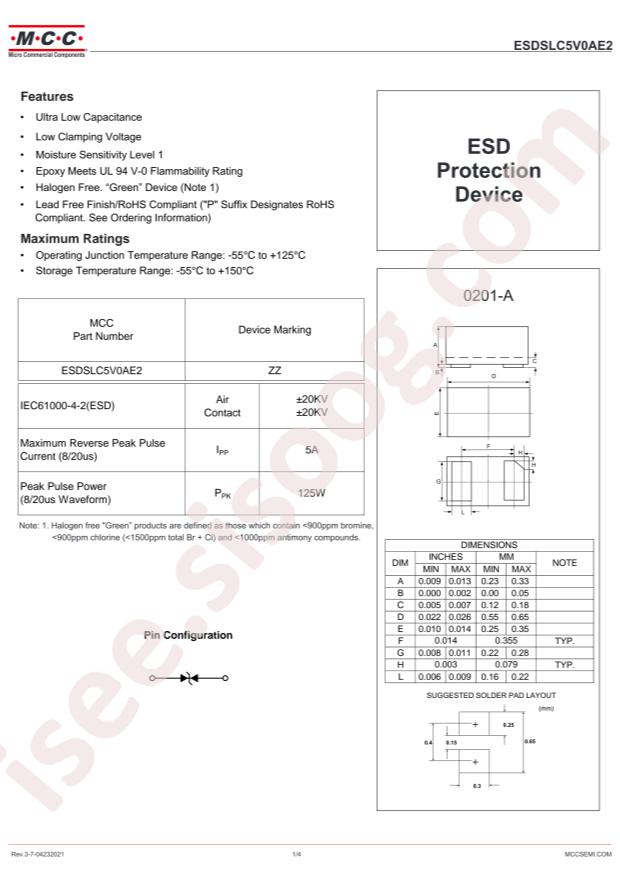MCC ESDSLC5V0AE2-TP
