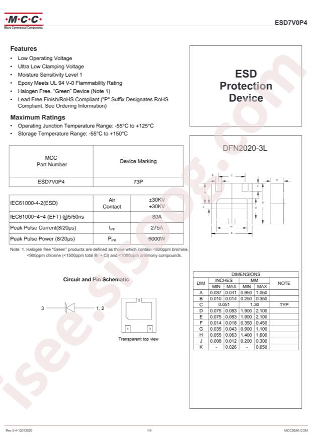 MCC ESD7V0P4-TP