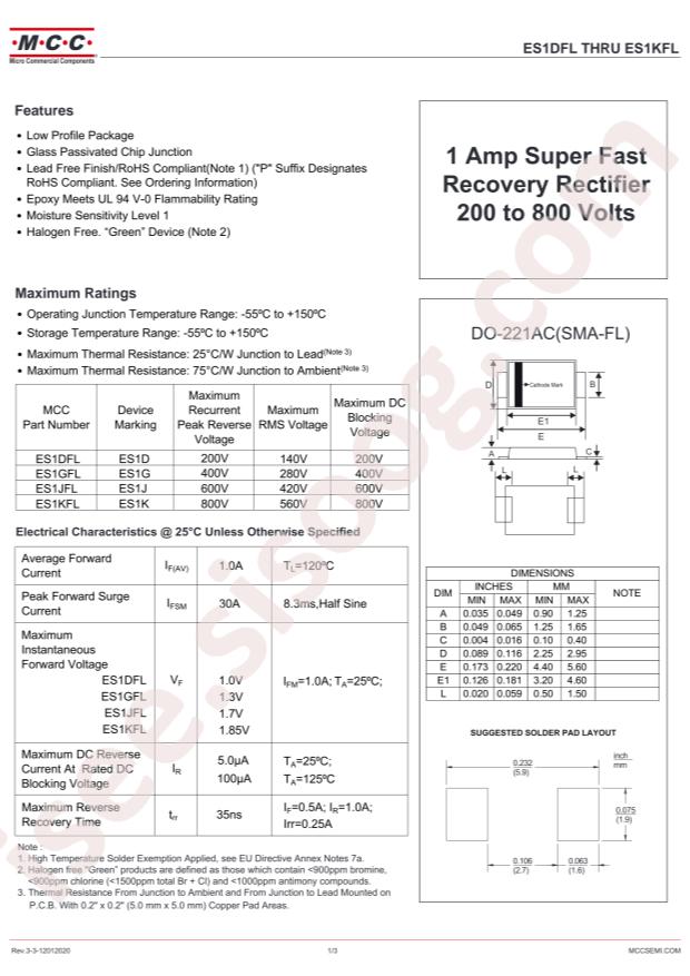MCC ES1KFL-TP
