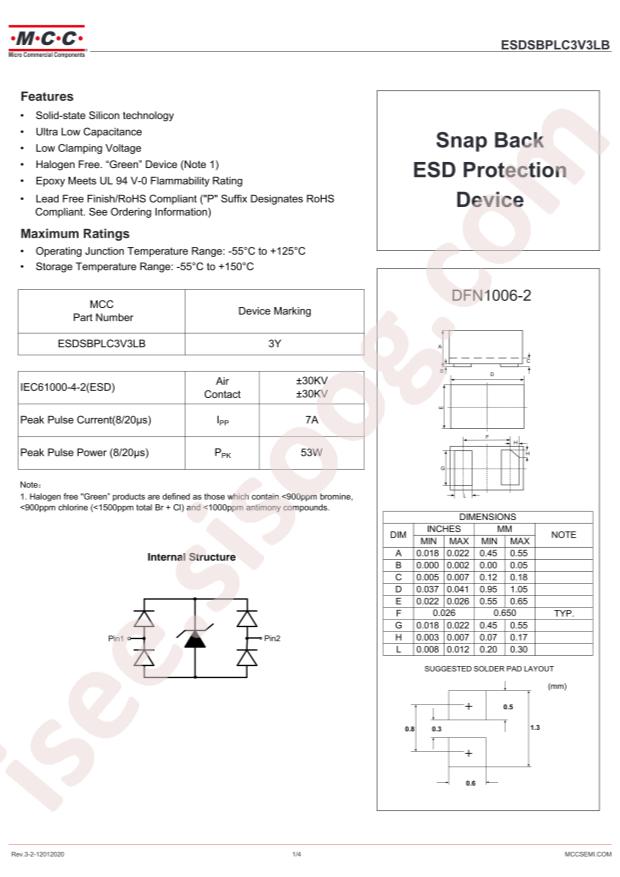 MCC ESDSBPLC3V3LB-TP