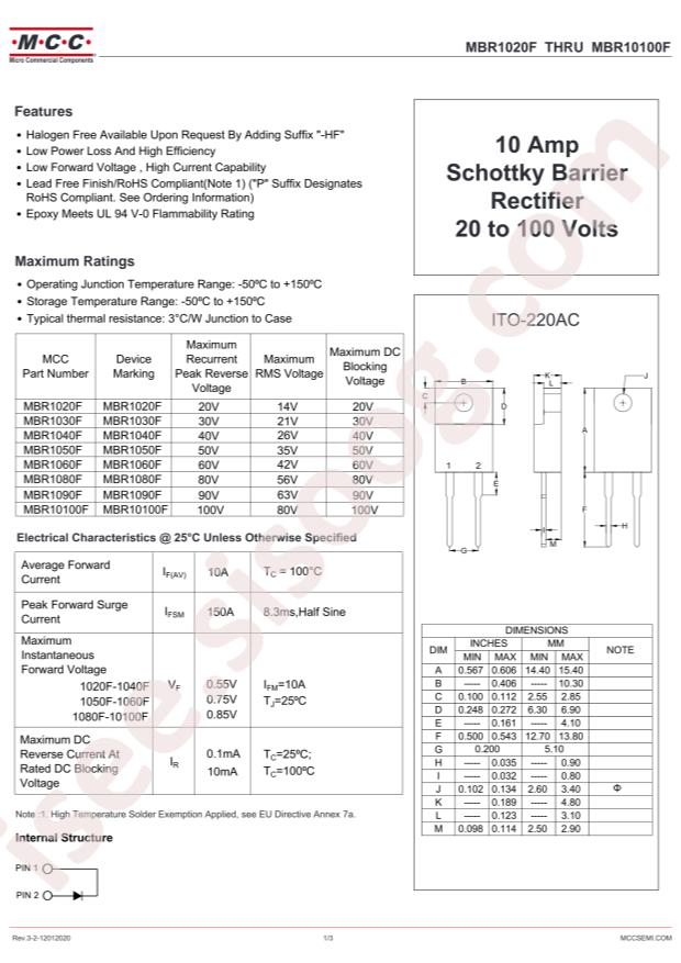 MCC MBR10100F-BP
