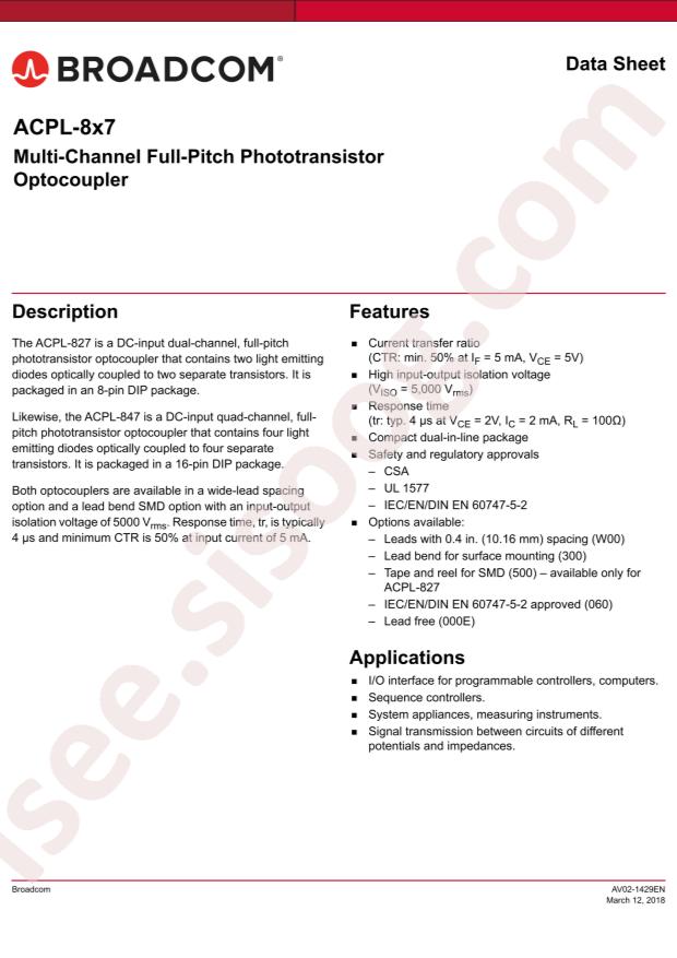 Broadcom ACPL-827-W0CE