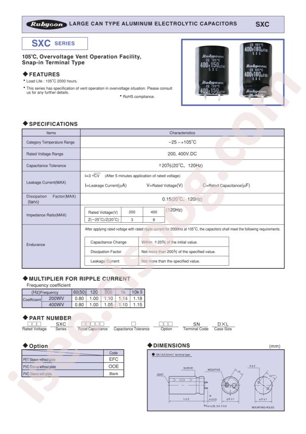 Rubycon 400SXC220MEFC30X35