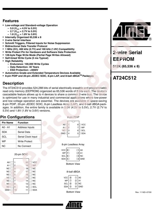 MICROCHIP AT24C512-10UI-2.7