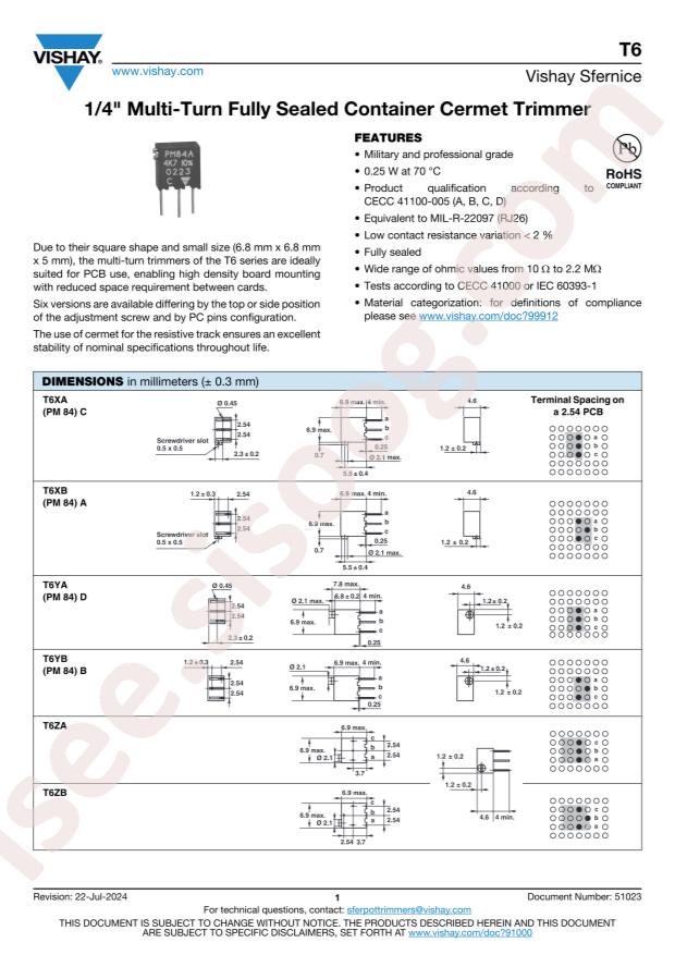 VISHAY T6ZA102KT20