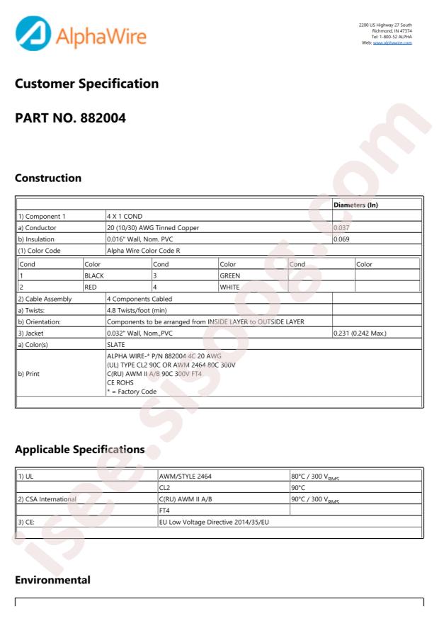 Alpha Wire 882004 SL005