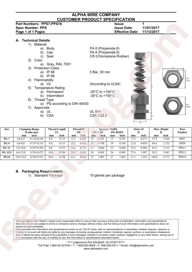 Alpha Wire PPS11 SL080