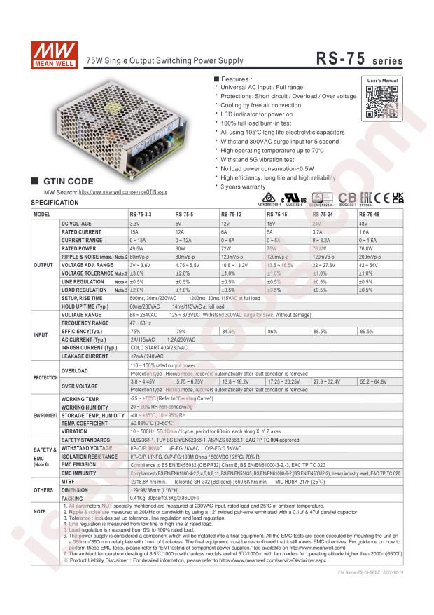 MEAN WELL RS-75-24