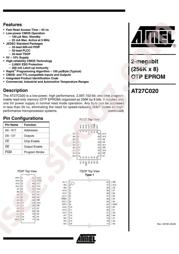 MICROCHIP AT27C020-15TC