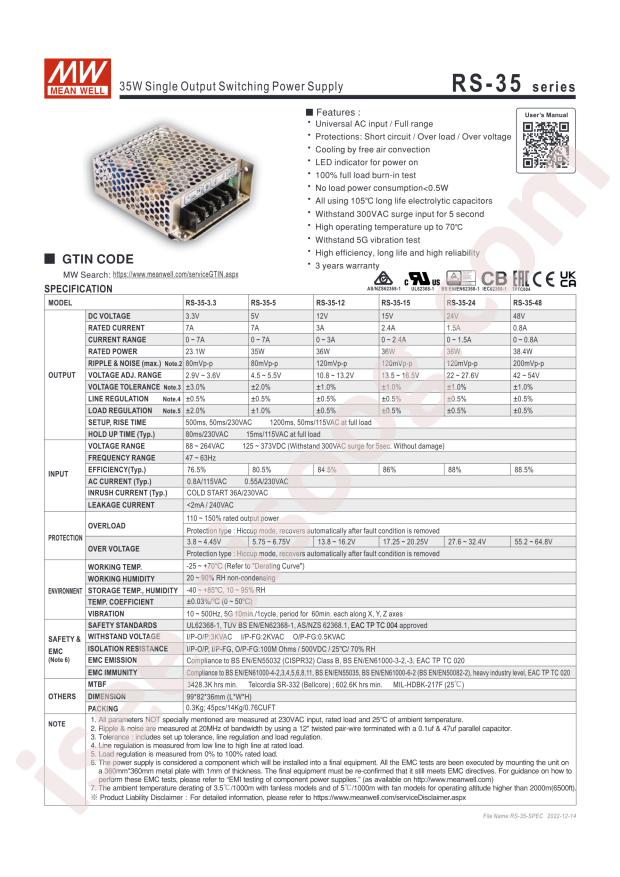 MEAN WELL RS-35-5