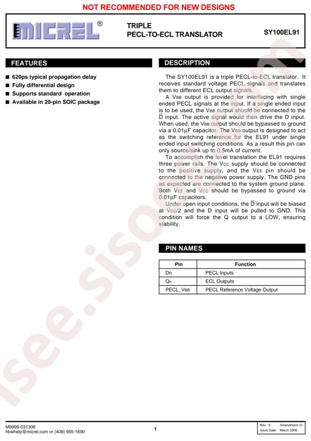 MICROCHIP SY100EL91ZC-TR