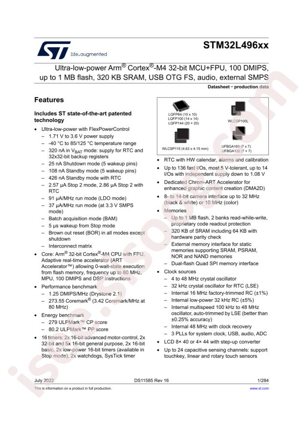 ST STM32L496AGI3