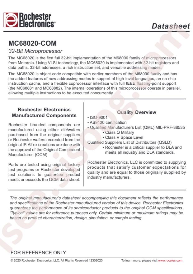 MOTOROLA MC68020FE20E