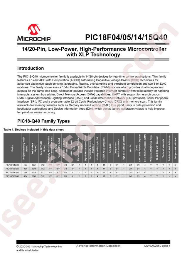 MICROCHIP PIC18F15Q40-I/REB