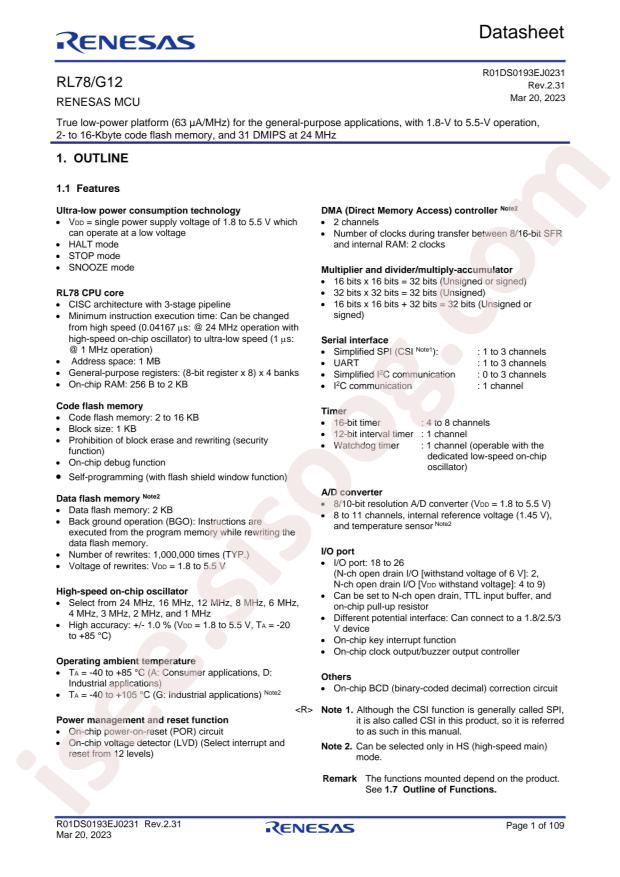 RENESAS R5F10277ANA#45