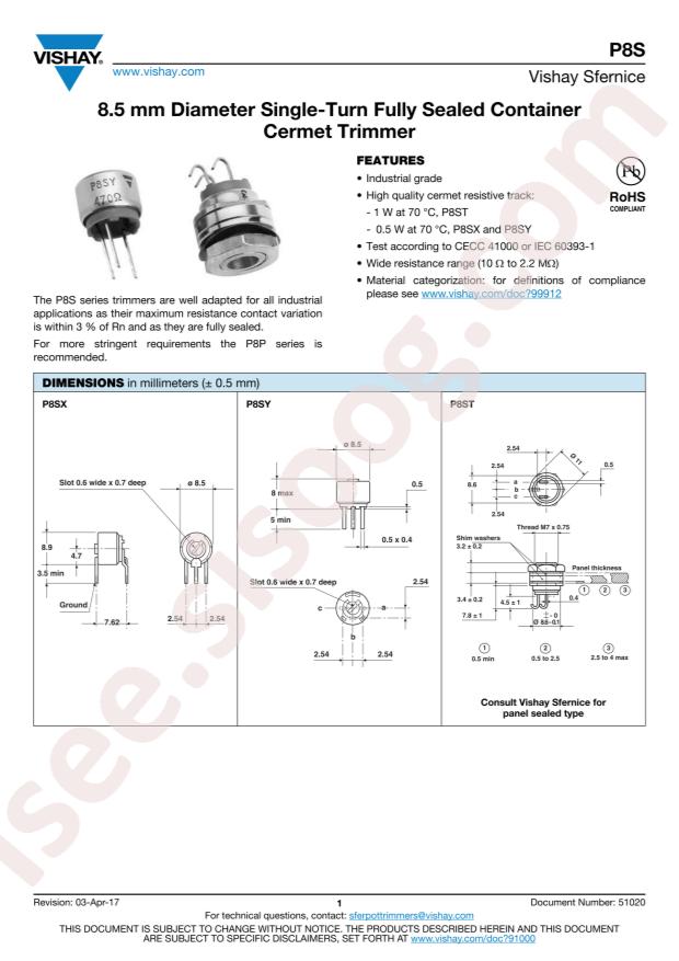 VISHAY P8SX474KB25