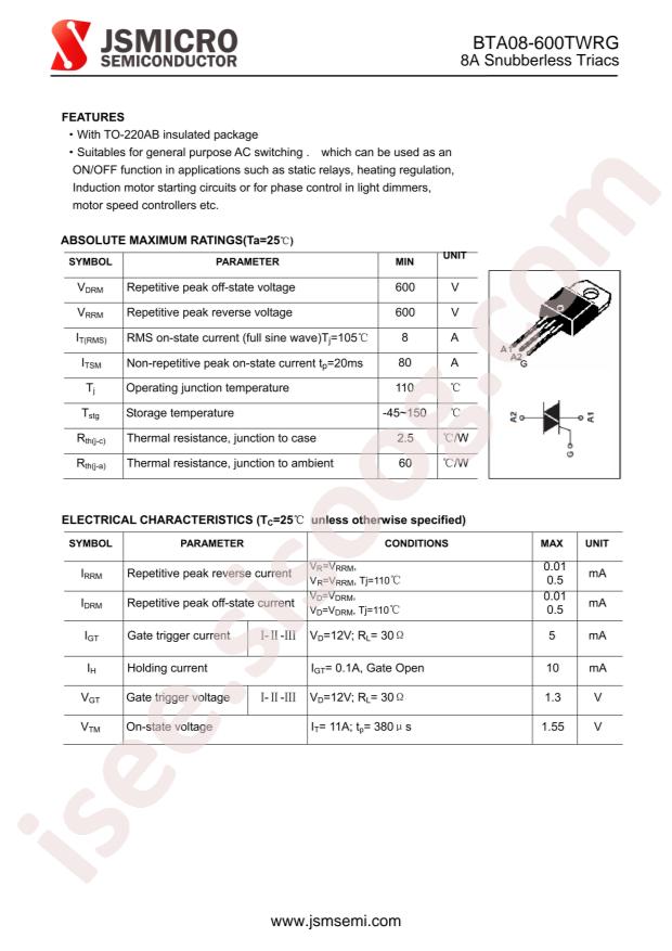 JSMSEMI BTA08-600TWRG