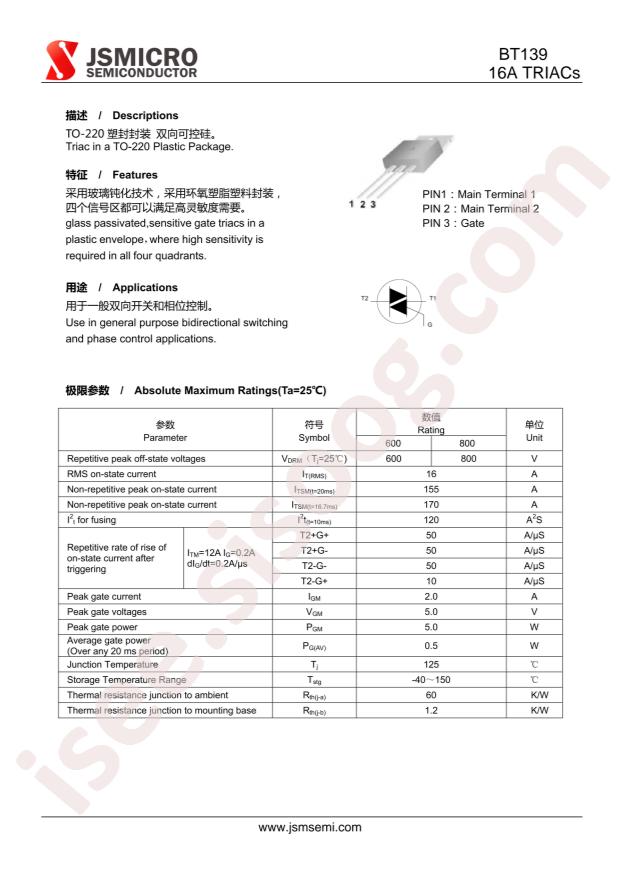 JSMSEMI BT139-600E