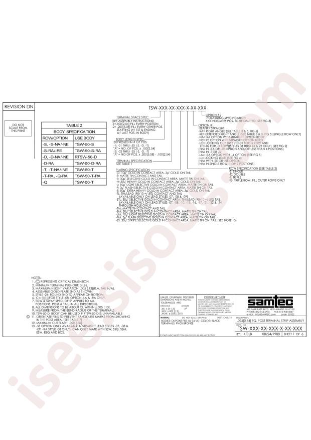Samtec TSW-102-11-L-D