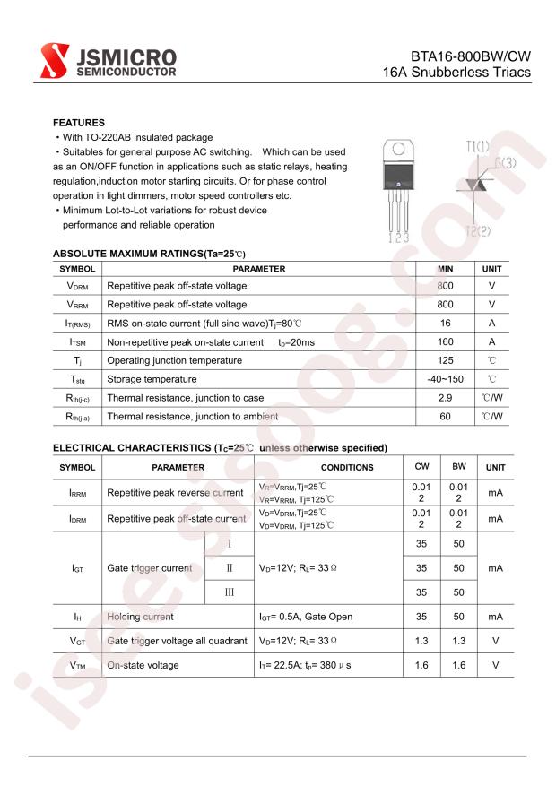 JSMSEMI BTA16-800BWRG
