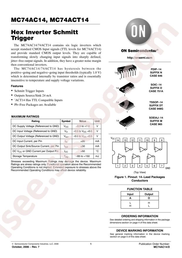 onsemi MC74ACT14MEL