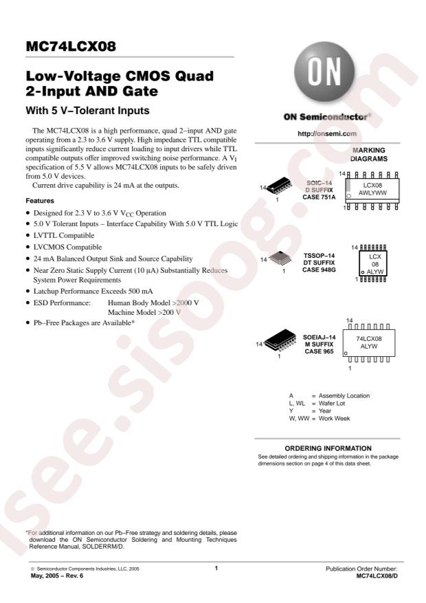 onsemi MC74LCX08M