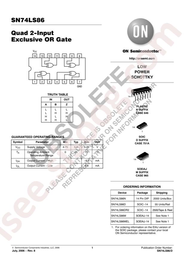 onsemi SN74LS86ML1