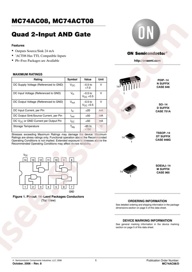 onsemi MC74ACT08MEL