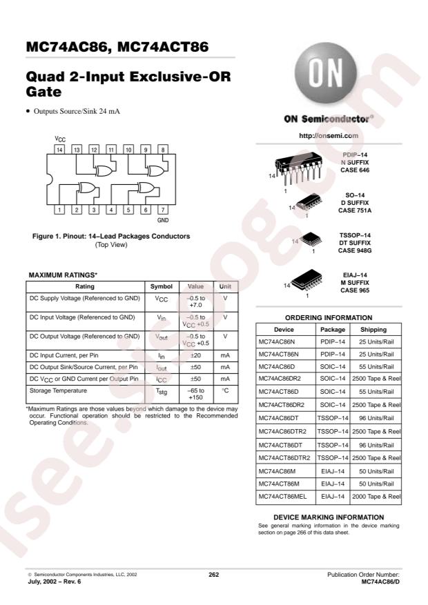 onsemi MC74ACT86DT