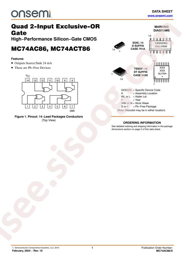 onsemi MC74ACT86ML1