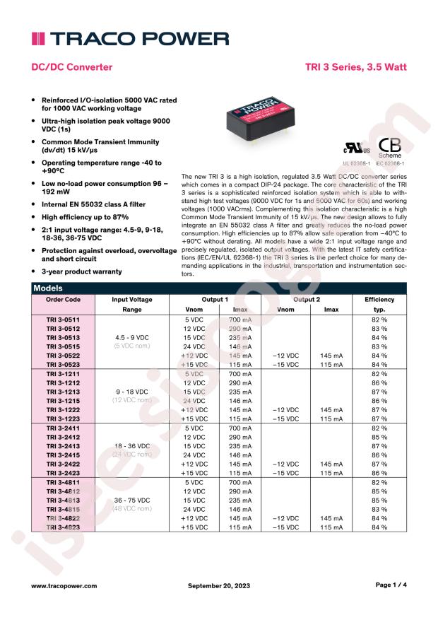TRACO POWER TRI 3-4812