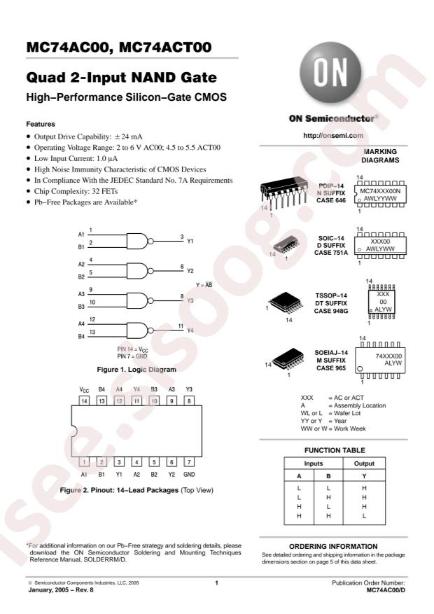 onsemi MC74ACT00M