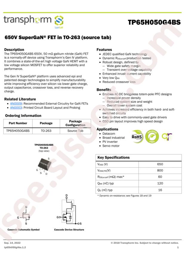 Transphorm TP65H050G4BS