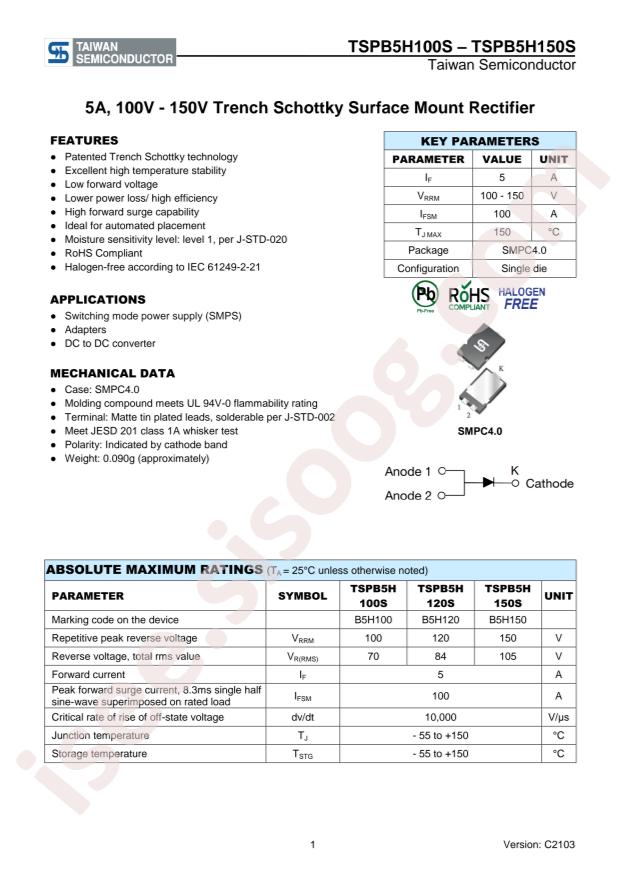 Taiwan Semiconductor TSPB5H150S S1G