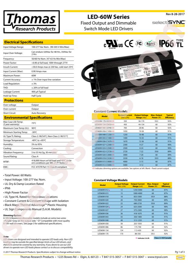 HUBBELL LED60W-012