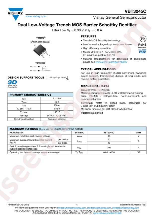 VISHAY VBT3045C-M3/8W