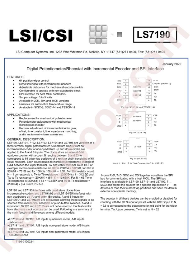 LSI/CSI LS7193S10