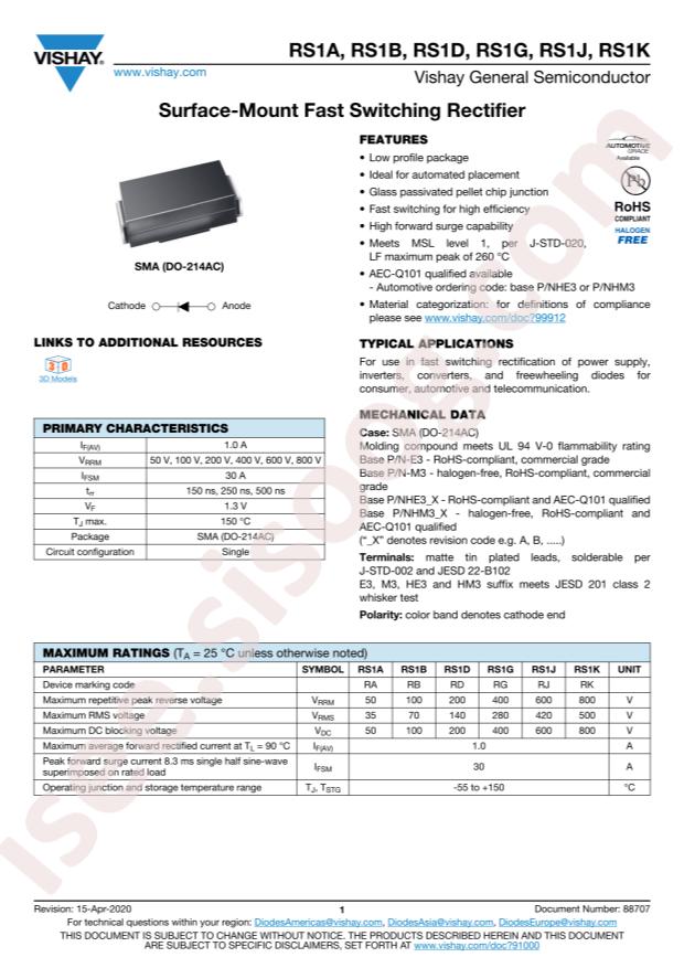 VISHAY RS1B-E3/5AT