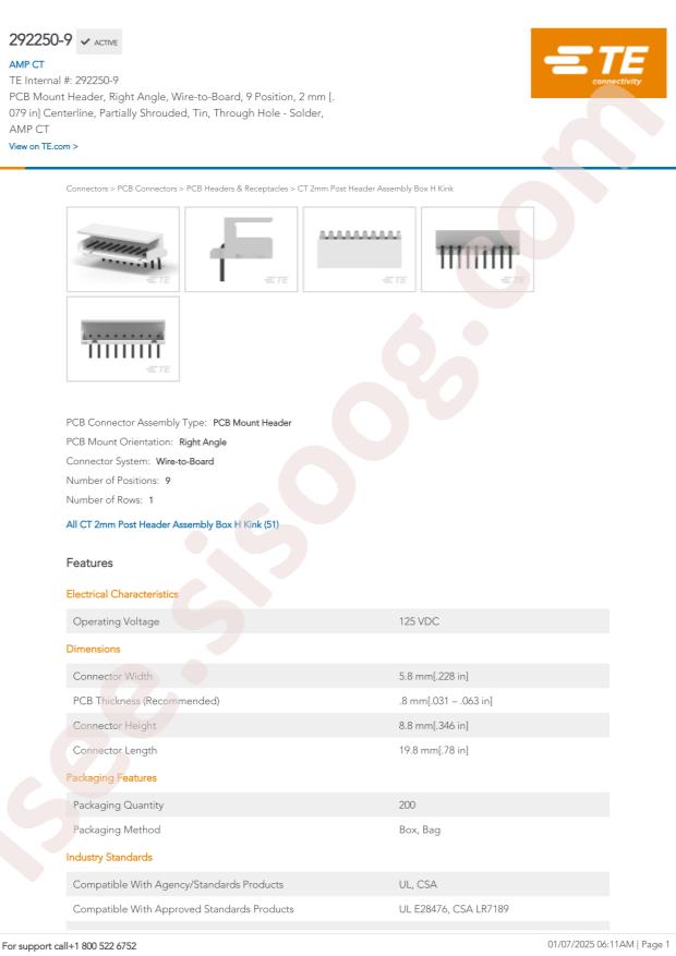 TE Connectivity 292250-9
