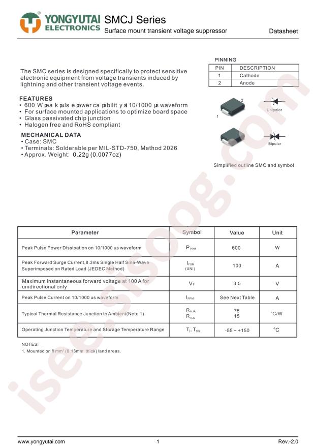 YONGYUTAI SMCJ22A