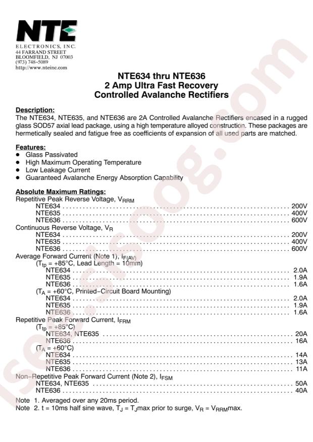 NTE Electronics NTE634