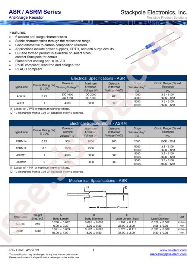 SEI(Stackpole Electronics Inc.) ASRM2JB4K70
