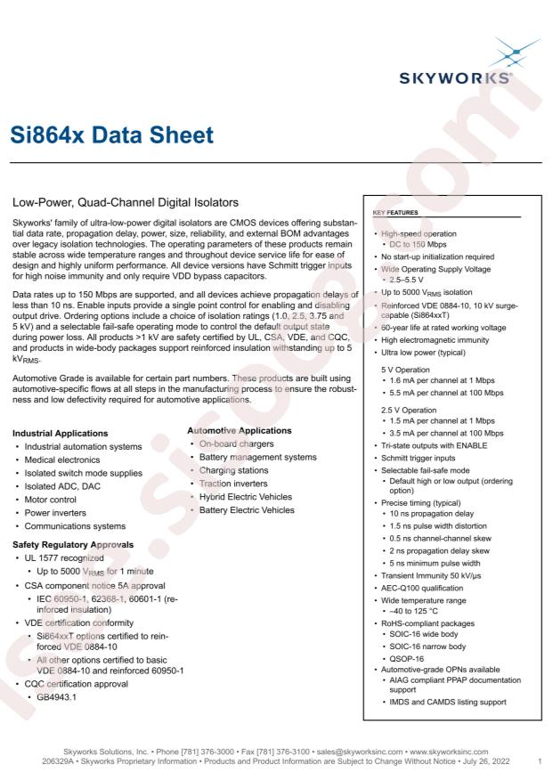 SKYWORKS SI8645BA-AU