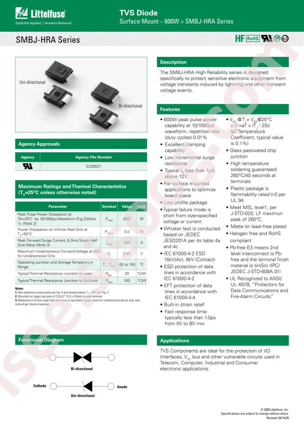 Littelfuse SMBJ14CA-HRA