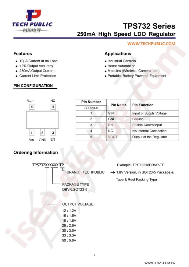TECH PUBLIC TPS73218DBVR-TP