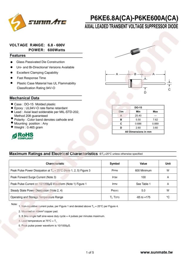 SUNMATE Elec P6KE47A