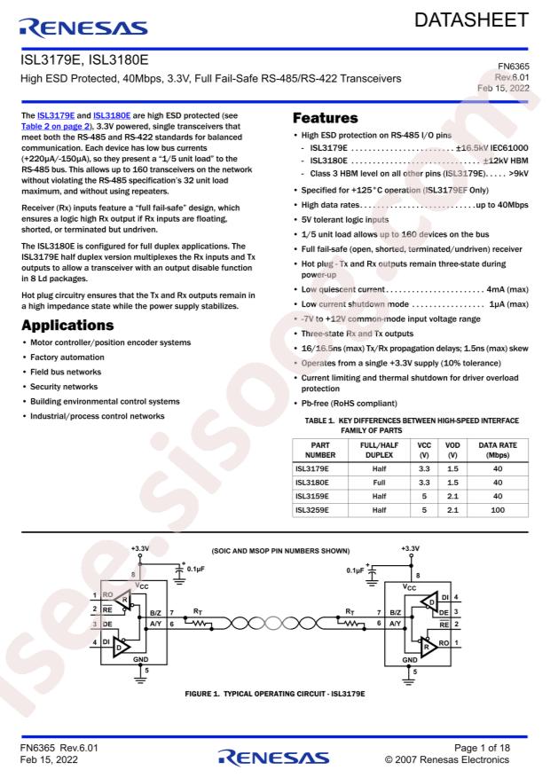RENESAS ISL3179EFRZ-T