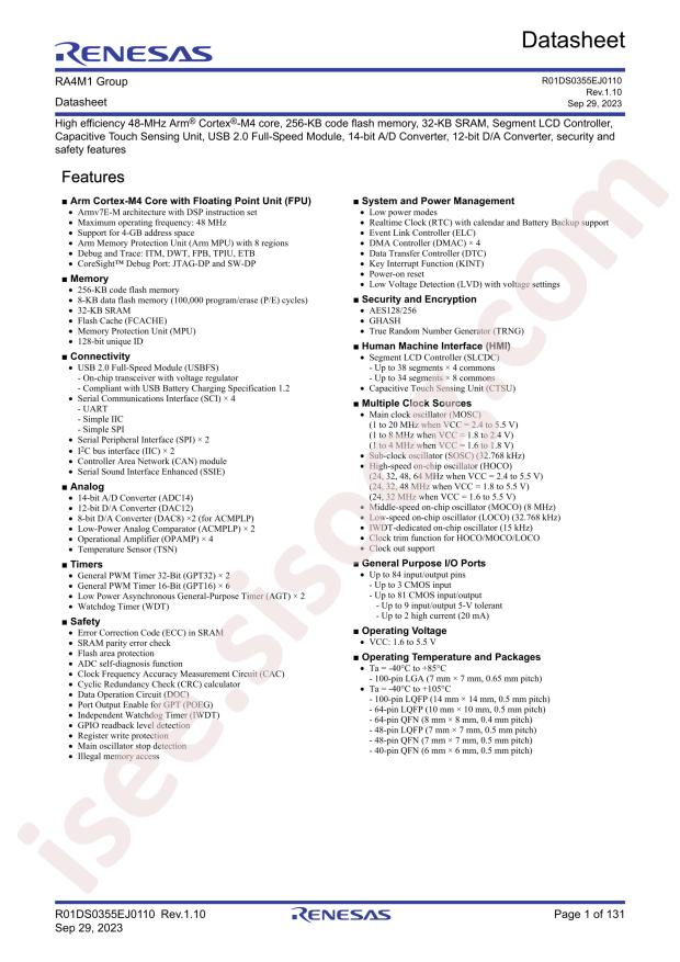 RENESAS R7FA4M1AB2CLJ#AC0