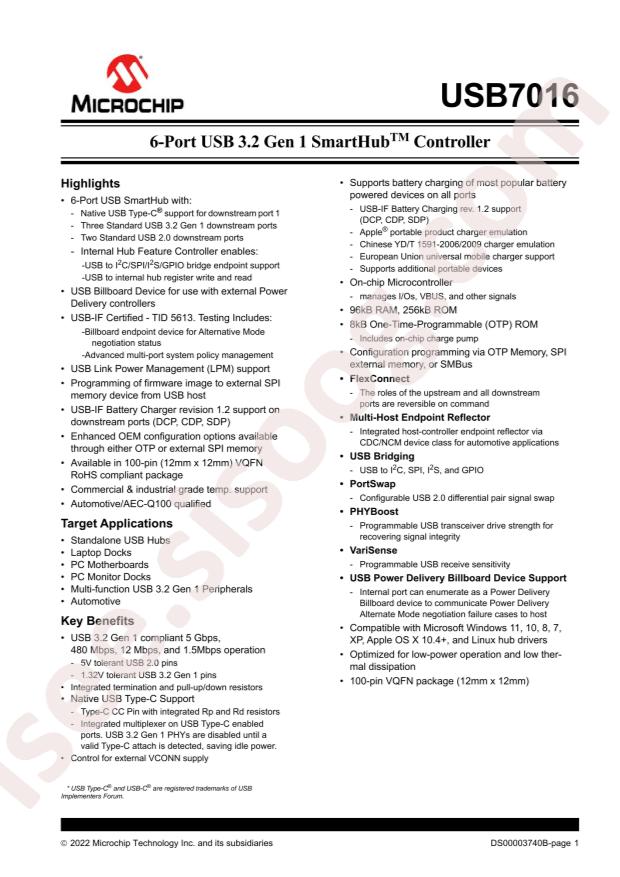 MICROCHIP USB7016T/KDX